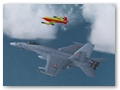 Boeing F/A-18E Superhornet mit einer Jindvik-Zieldrohne ueber der Nordsee (FS9, VRS)