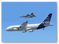 Boeing F/A-18E Superhornet in Formation mit Airbus 380 (FSX, VRS)