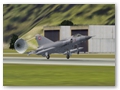 Dassault Mirage IIIS Landung mit Bremsschirm in Buochs (FS9, Isra)